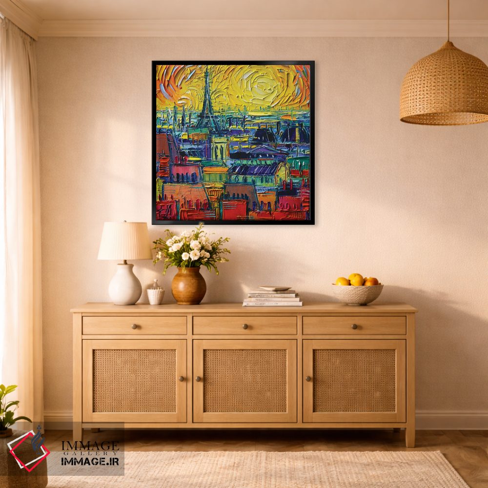 تابلو دکوراتیو نمای پشت بام های پاریس از پمپیدو اثر مونا ادولسکو - D2B