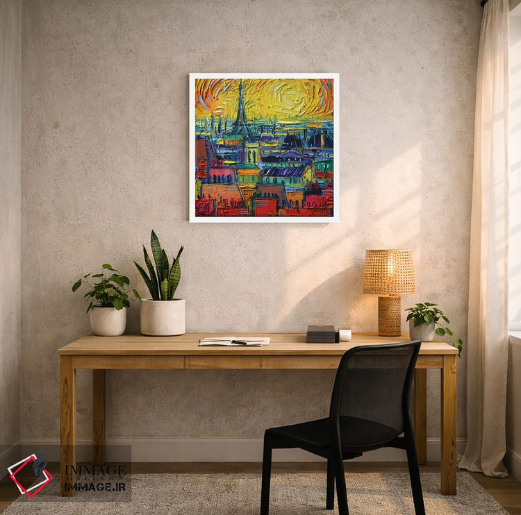 تابلو دکوراتیو نمای پشت بام های پاریس از پمپیدو اثر مونا ادولسکو - D4W