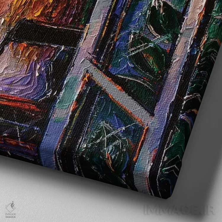 تابلو دکوراتیو بالکن پاریسی اثر مونا ادولسکو - نمای نزدیک بافت بوم