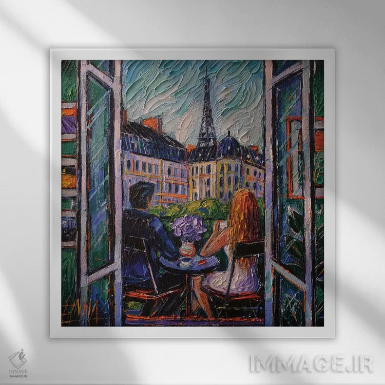 تابلو دکوراتیو بالکن پاریسی اثر مونا ادولسکو - نمای قابدار سفید