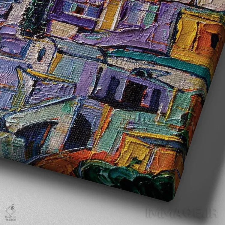 تابلو دکوراتیو جادوی سانتورینی اثر مونا ادولسکو - نمای نزدیک بافت بوم