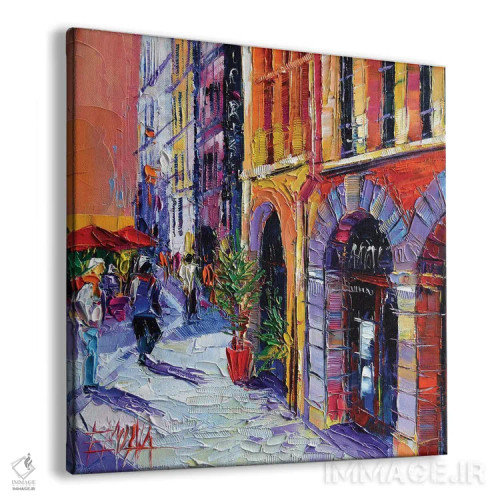 تابلو دکوراتیو پیاده روی در محله قدیمی لیون اثر مونا ادولسکو - نمای پرسپکتیو محصول