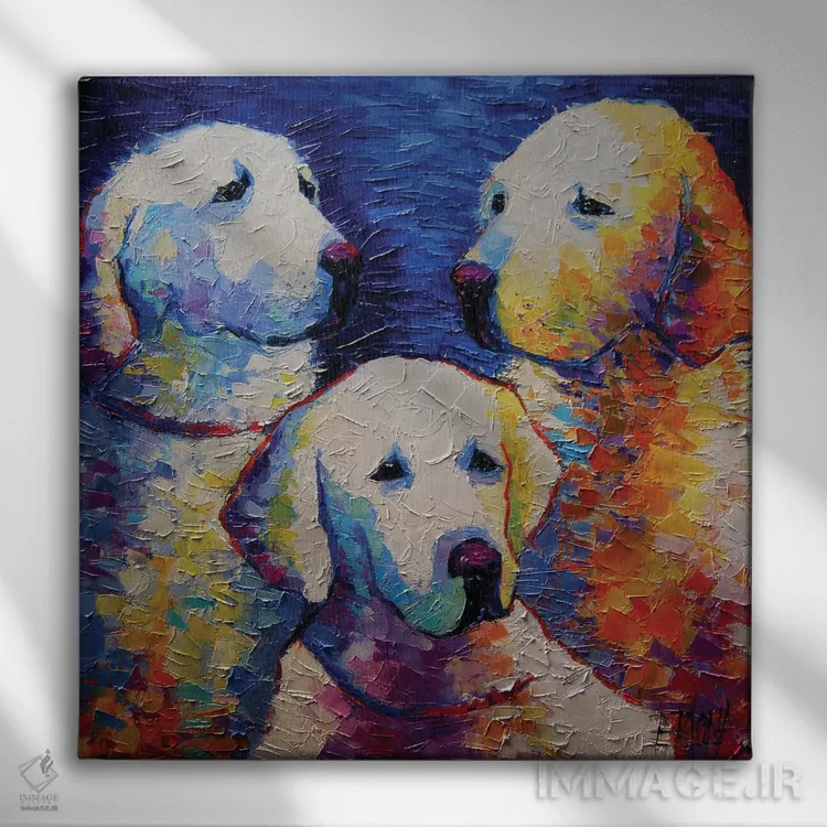 تابلو دکوراتیو پرتره خانوادگی اثر مونا ادولسکو - نمای روبهرو روی دیوار