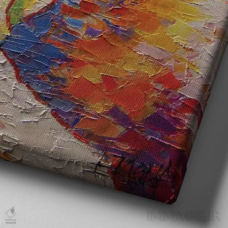 تابلو دکوراتیو پرتره خانوادگی اثر مونا ادولسکو - نمای نزدیک بافت بوم