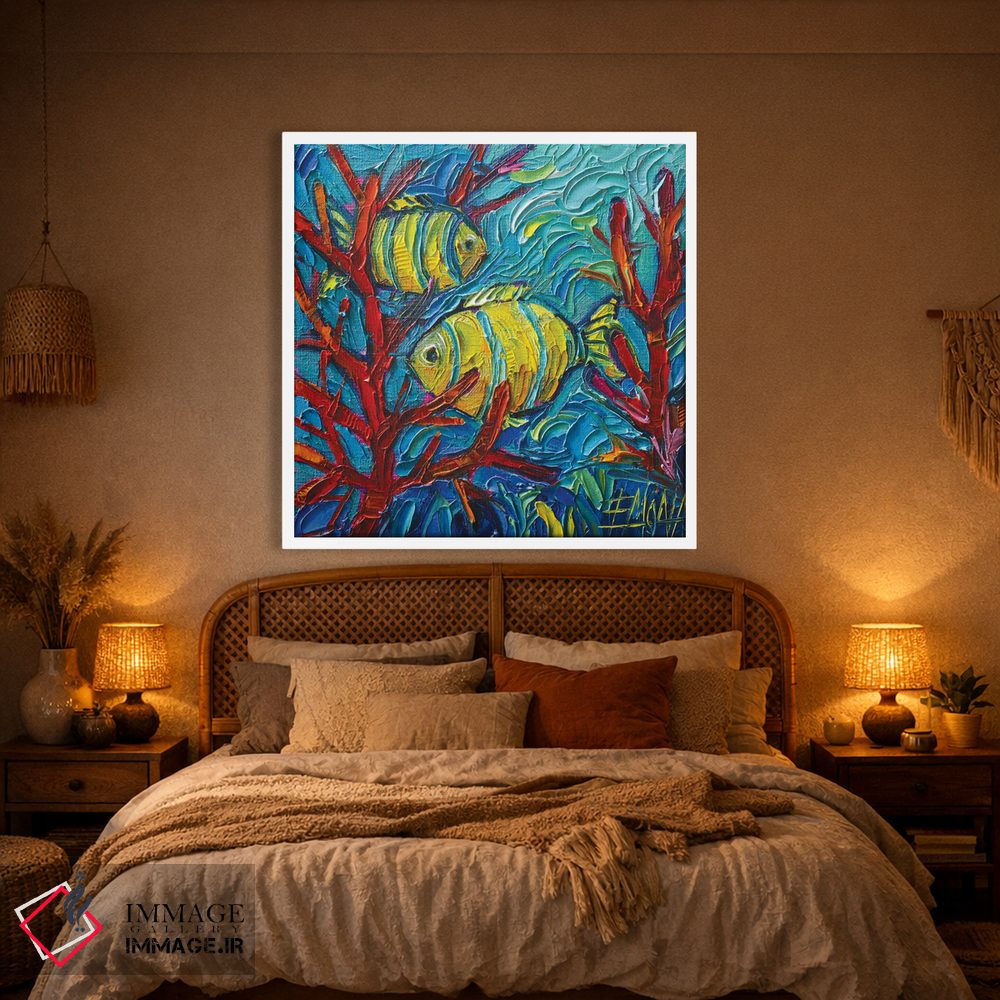 تابلو دکوراتیو ماهی های زرد گرمسیری زیر آب اثر مونا ادولسکو - D1W