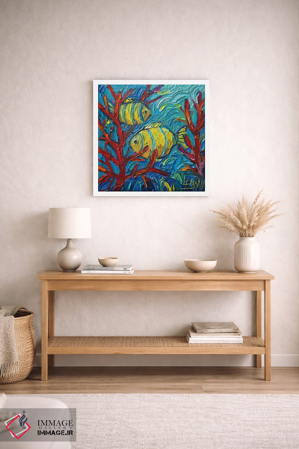تابلو دکوراتیو ماهی های زرد گرمسیری زیر آب اثر مونا ادولسکو - D2W