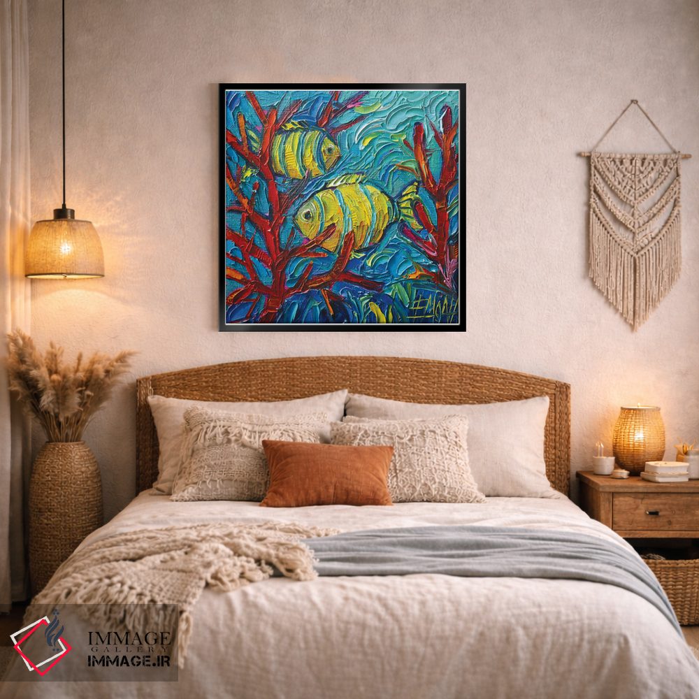 تابلو دکوراتیو ماهی های زرد گرمسیری زیر آب اثر مونا ادولسکو - D4B