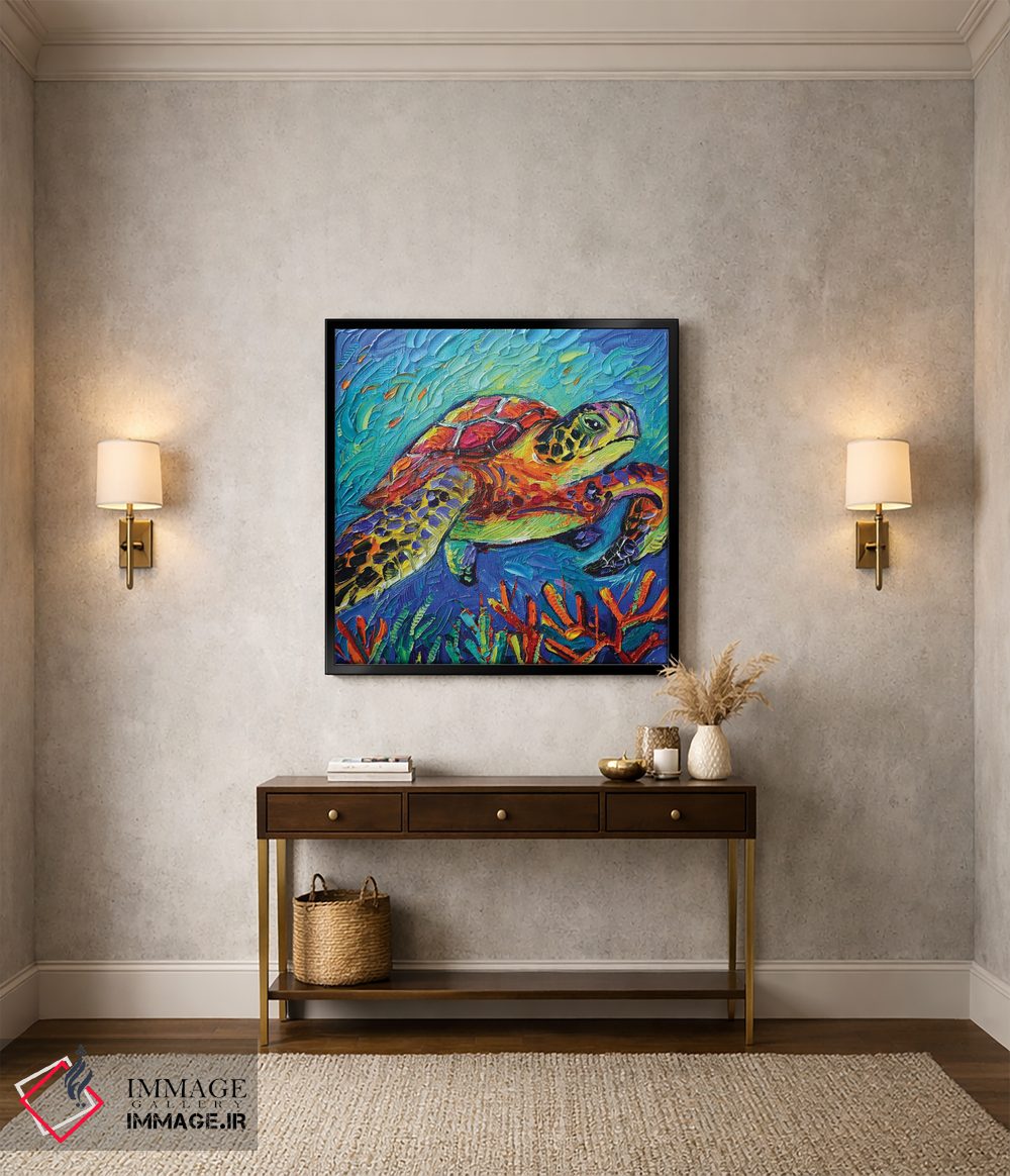 تابلو دکوراتیو لاک پشت رنگارنگ اثر مونا ادولسکو - D3B