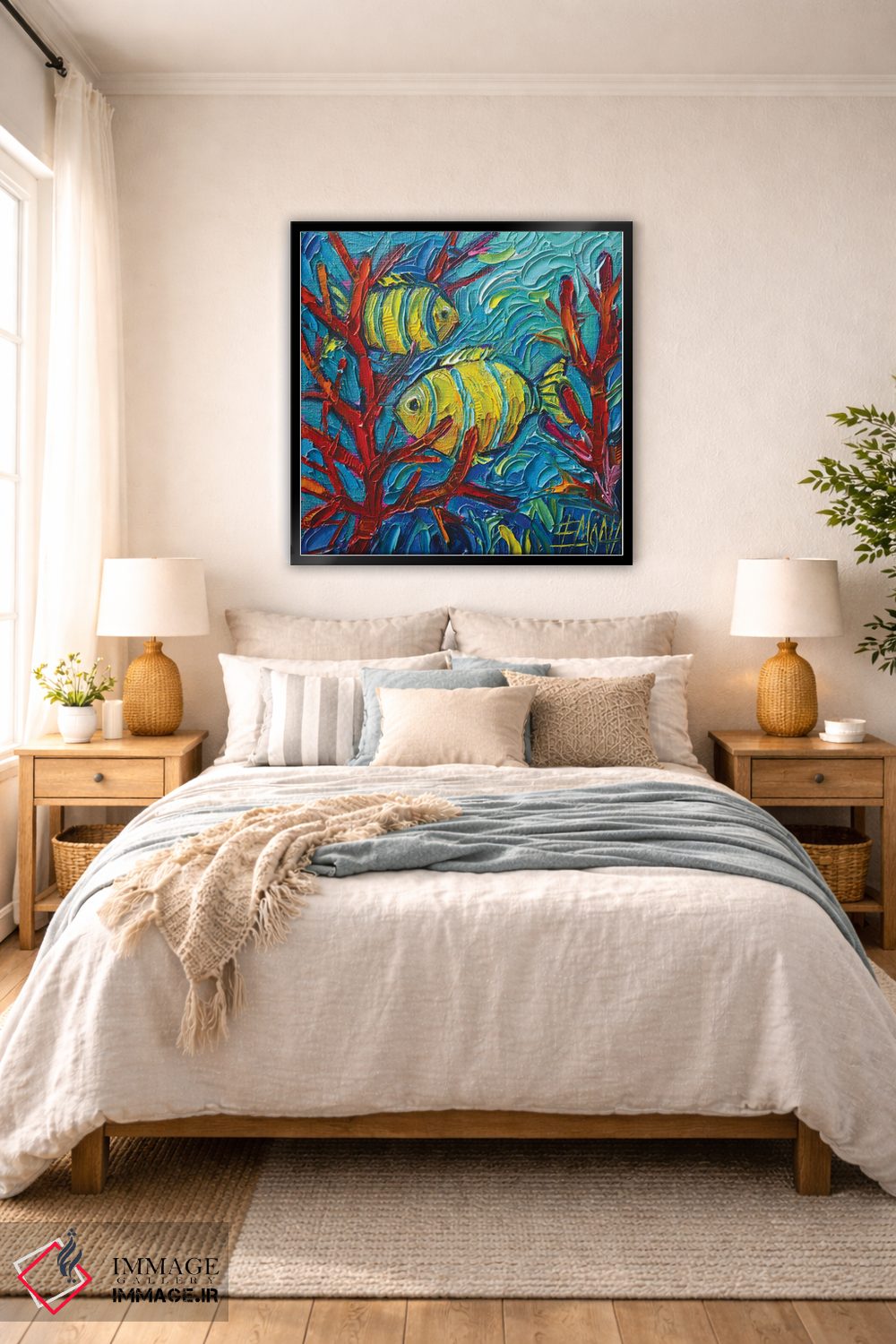 تابلو دکوراتیو ماهی های زرد گرمسیری زیر آب اثر مونا ادولسکو - D6B