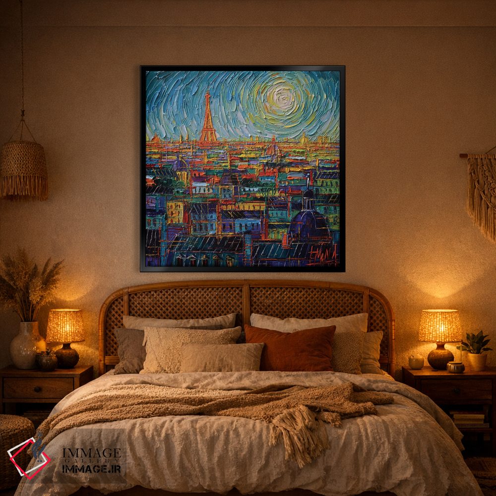 تابلو دکوراتیو پشت بام های پاریس در رنگ های گوناگون اثر مونا ادولسکو - D1B