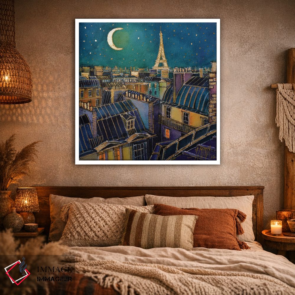 تابلو دکوراتیو شب بر پشت بام های پاریس اثر مونا ادولسکو - D1W