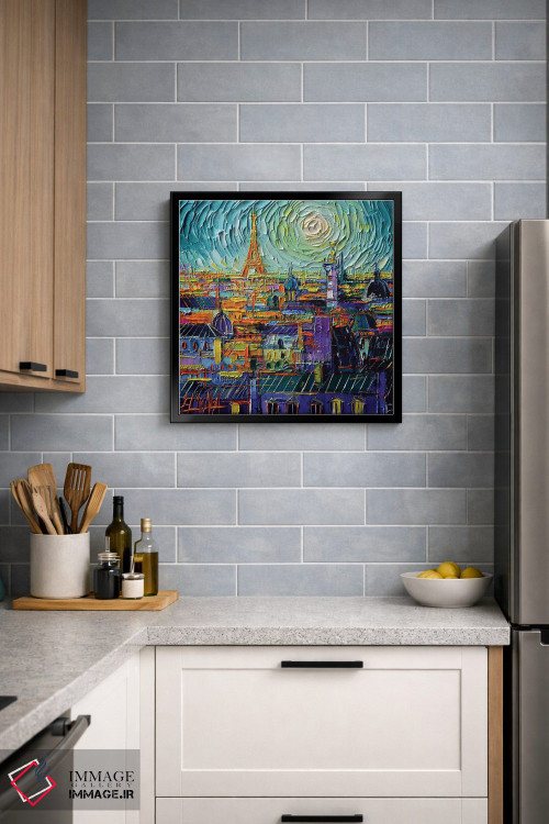 تابلو دکوراتیو پشت بام های رنگارنگ پاریس اثر مونا ادولسکو - D5B