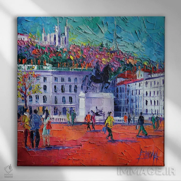 تابلو دکوراتیو میدان بلکور، لیون اثر مونا ادولسکو - نمای روبهرو روی دیوار