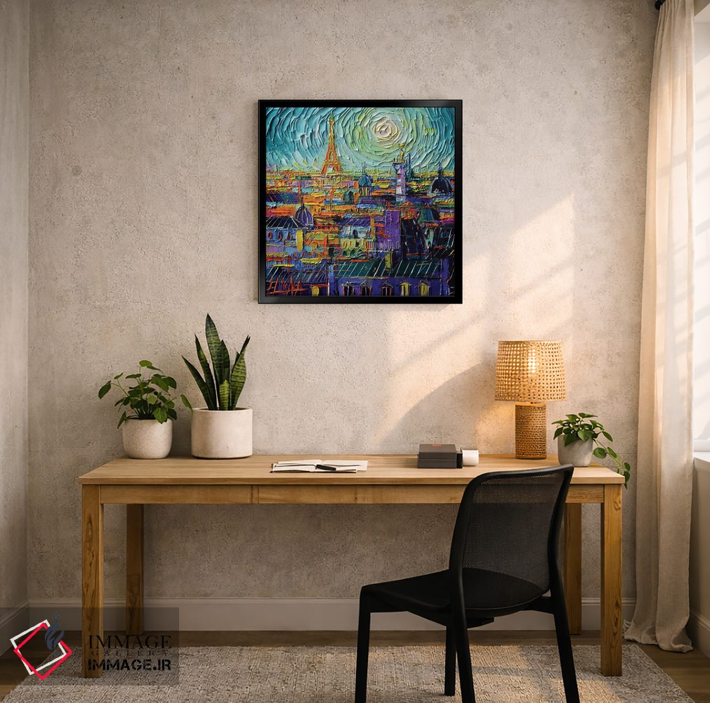 تابلو دکوراتیو پشت بام های رنگارنگ پاریس اثر مونا ادولسکو - D6B