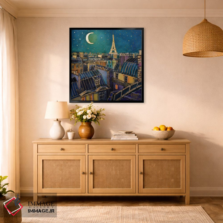 تابلو دکوراتیو شب بر پشت بام های پاریس اثر مونا ادولسکو - D2B