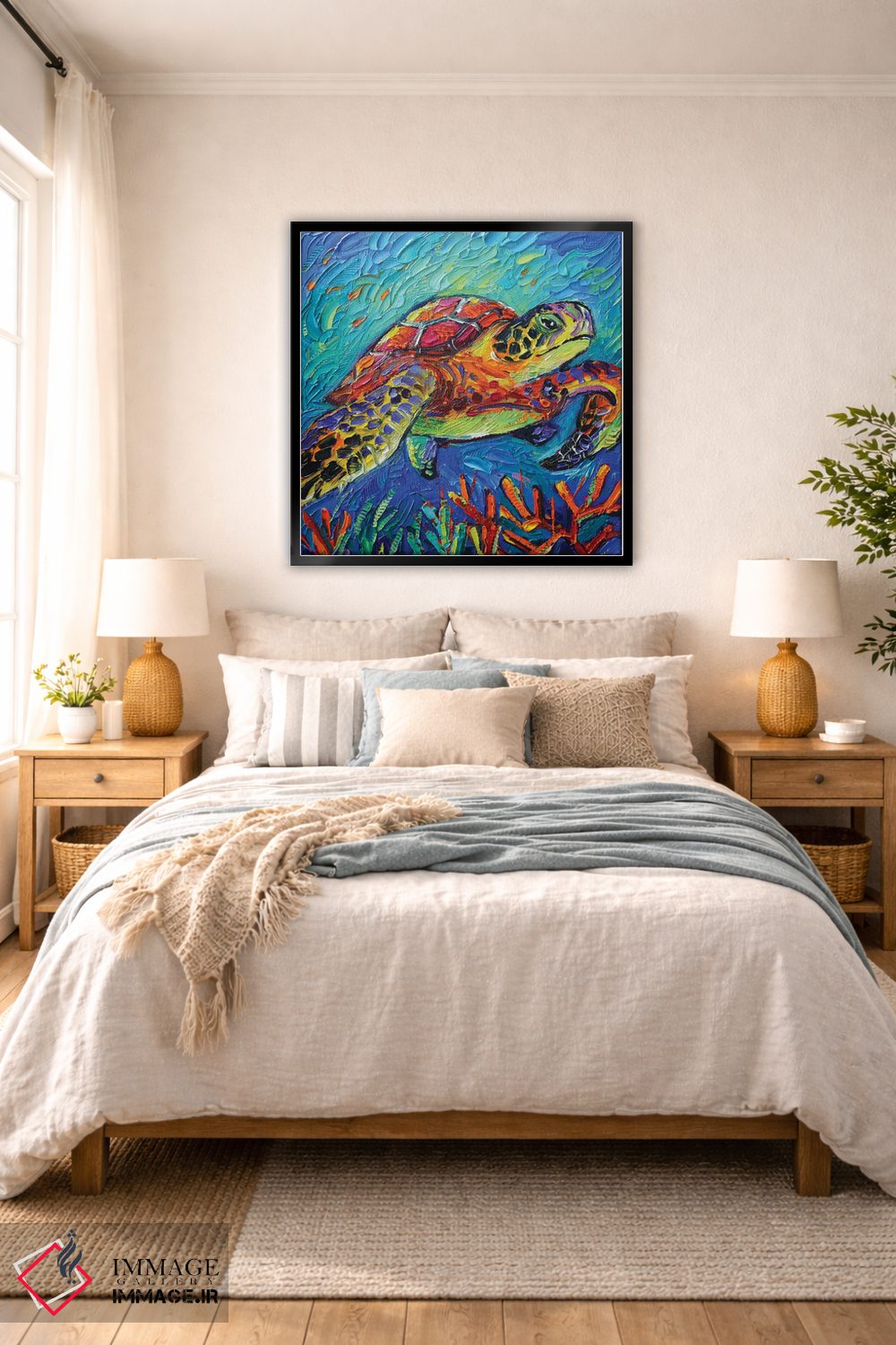 تابلو دکوراتیو لاک پشت رنگارنگ اثر مونا ادولسکو - D6B