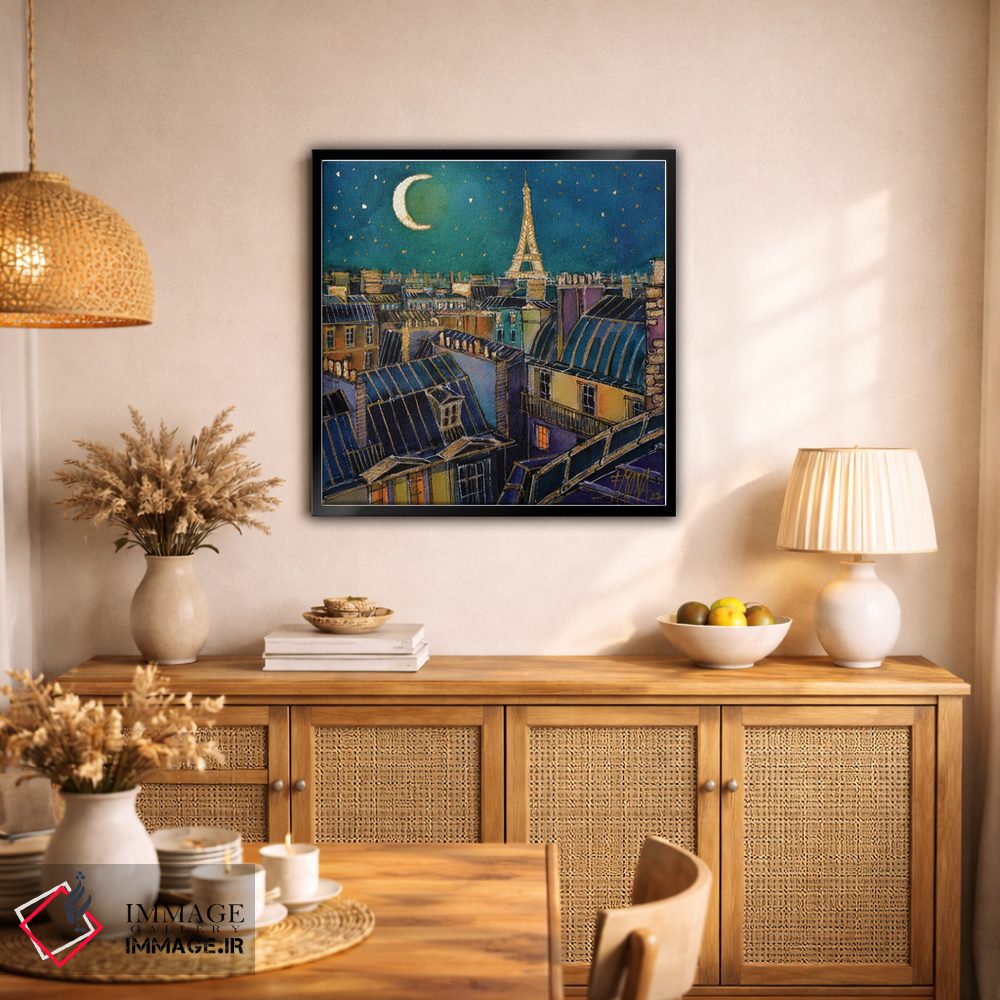 تابلو دکوراتیو شب بر پشت بام های پاریس اثر مونا ادولسکو - D3B