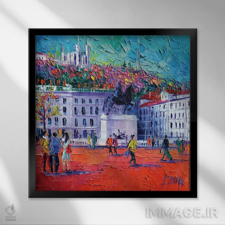 تابلو دکوراتیو میدان بلکور، لیون اثر مونا ادولسکو - نمای قابدار مشکی