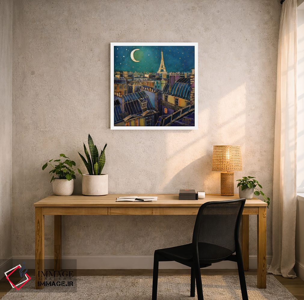 تابلو دکوراتیو شب بر پشت بام های پاریس اثر مونا ادولسکو - D4W
