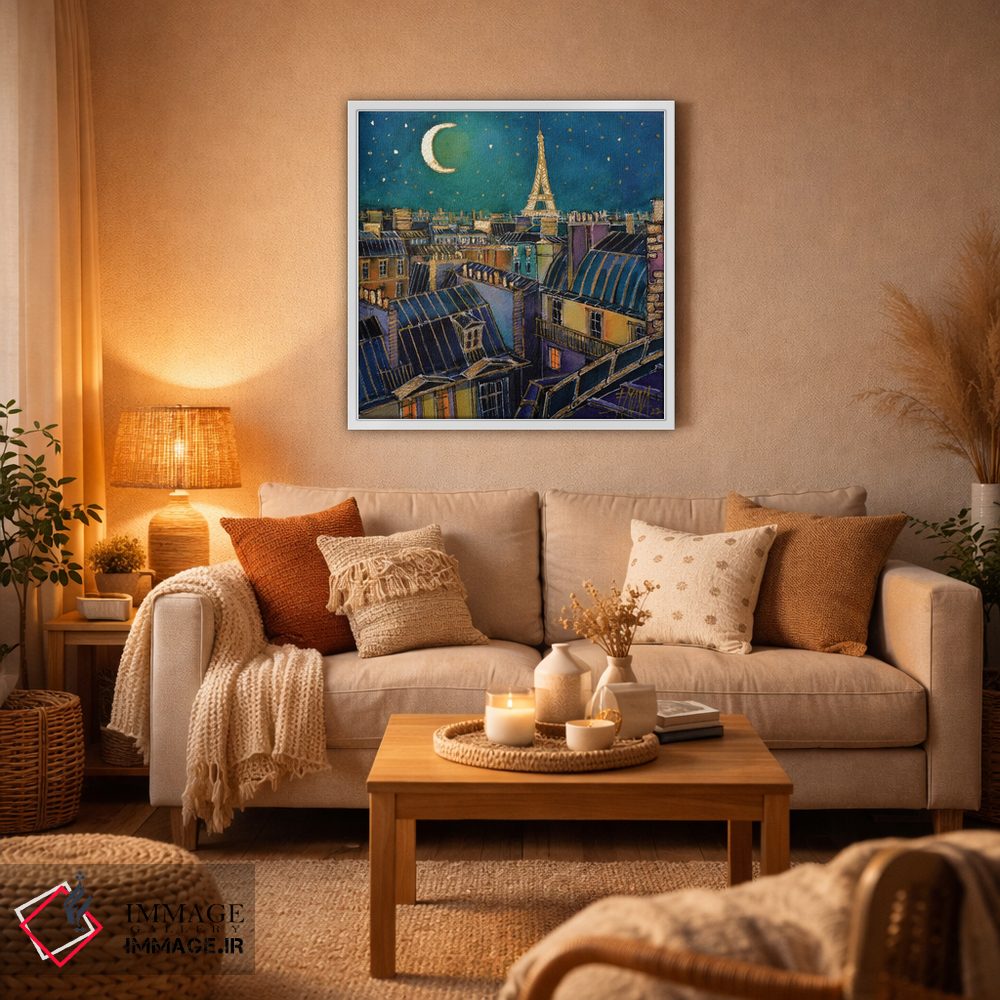 تابلو دکوراتیو شب بر پشت بام های پاریس اثر مونا ادولسکو - D5W