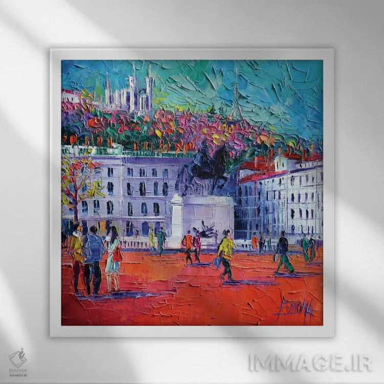 تابلو دکوراتیو میدان بلکور، لیون اثر مونا ادولسکو - نمای قابدار سفید