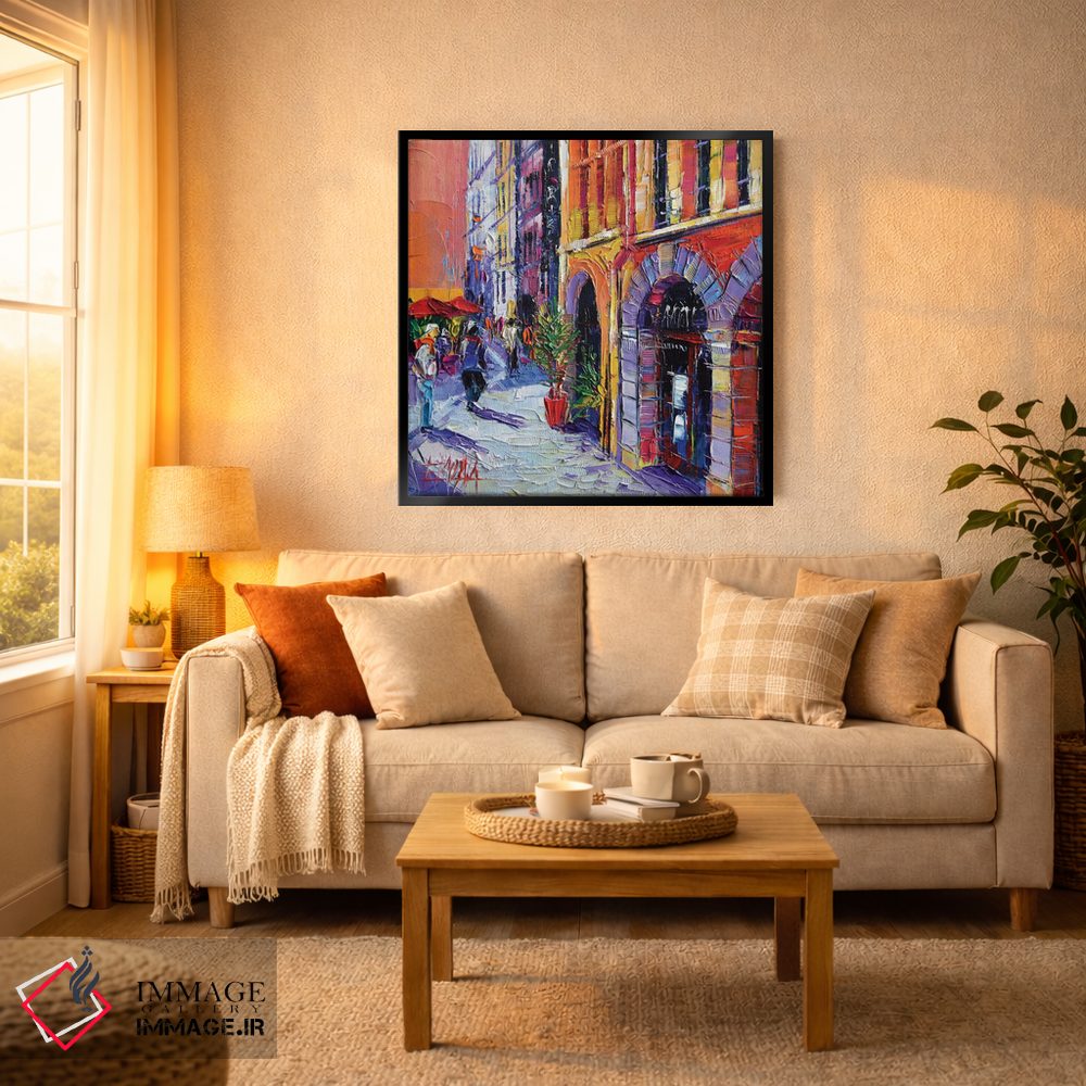 تابلو دکوراتیو پیاده روی در محله قدیمی لیون اثر مونا ادولسکو - D3B