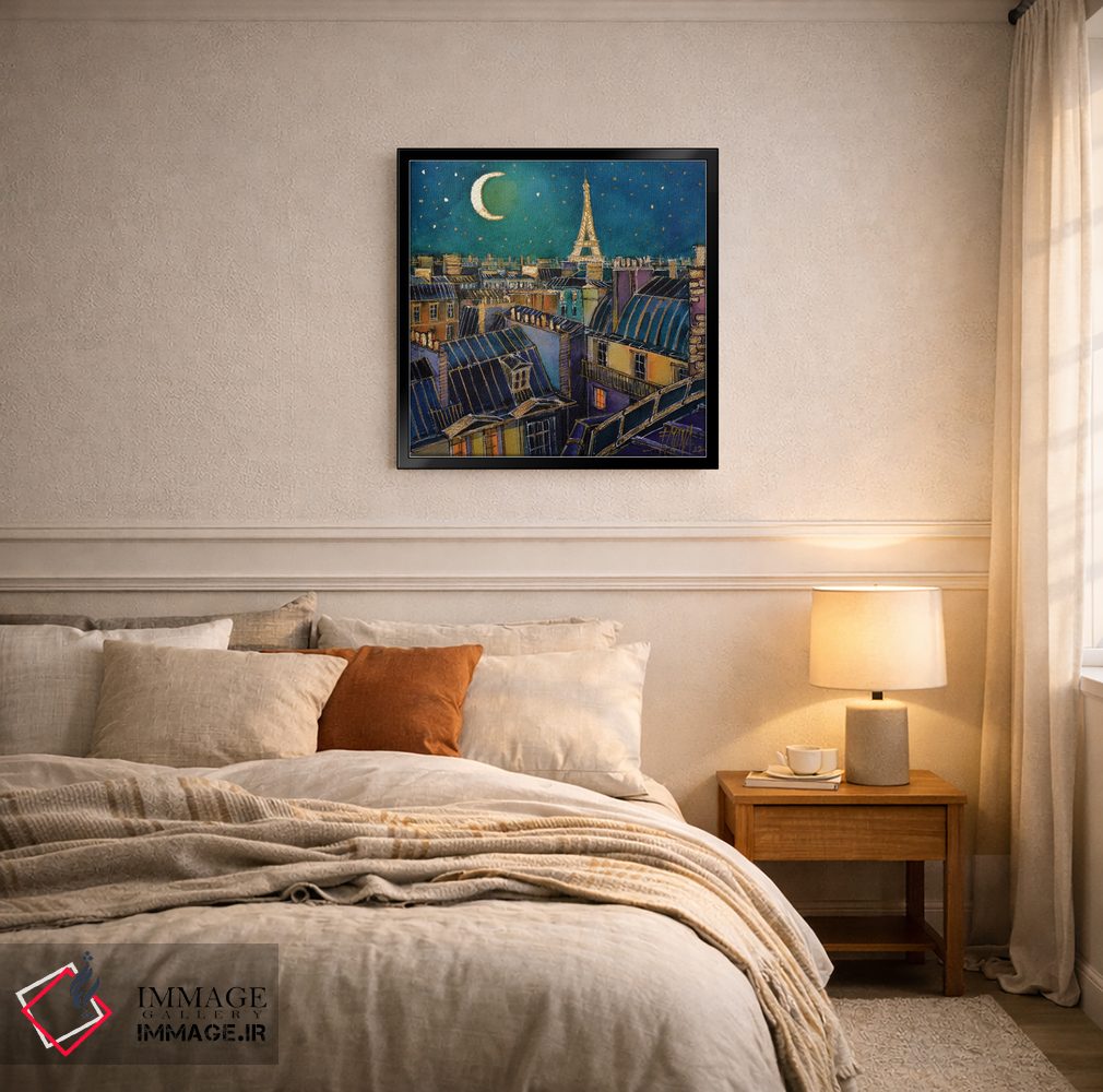 تابلو دکوراتیو شب بر پشت بام های پاریس اثر مونا ادولسکو - D6B
