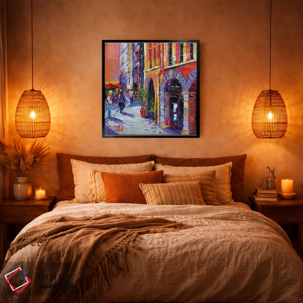 تابلو دکوراتیو پیاده روی در محله قدیمی لیون اثر مونا ادولسکو - D6B
