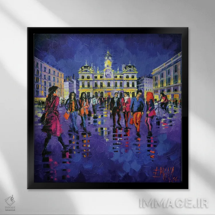 تابلو دکوراتیو نور و رنگ در میدان تررو اثر مونا ادولسکو - نمای قابدار مشکی