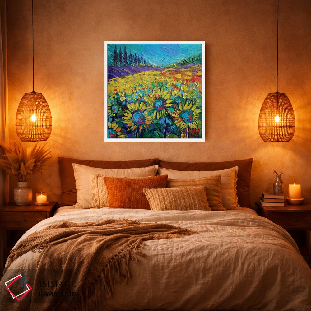 تابلو انتزاعی آفتابگردان های شاد اثر مونا ادولسکو - D4W