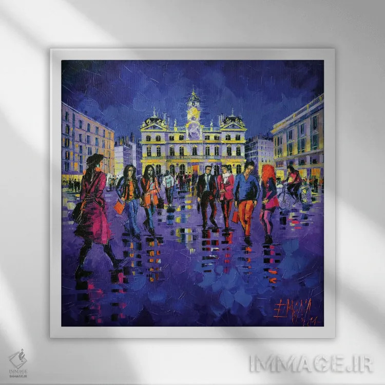 تابلو دکوراتیو نور و رنگ در میدان تررو اثر مونا ادولسکو - نمای قابدار سفید