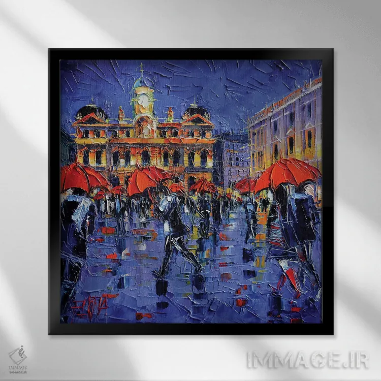 تابلو دکوراتیو چترهای لیون اثر مونا ادولسکو - نمای قابدار مشکی