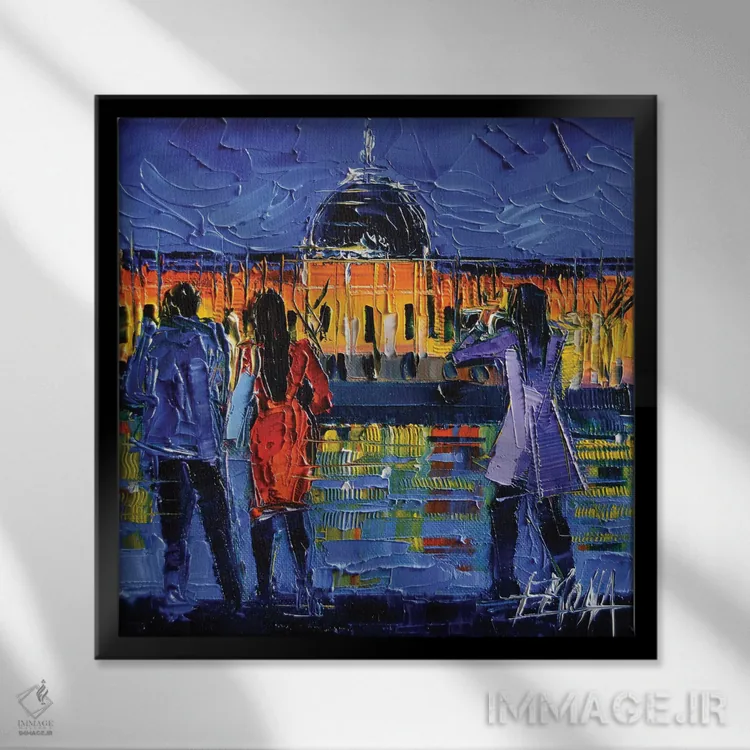 تابلو دکوراتیو گشت شبانه در لیون اثر مونا ادولسکو - نمای قابدار مشکی