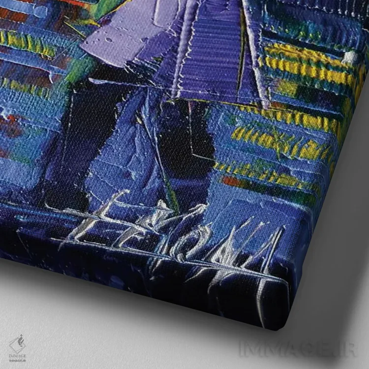 تابلو دکوراتیو گشت شبانه در لیون اثر مونا ادولسکو - نمای نزدیک بافت بوم