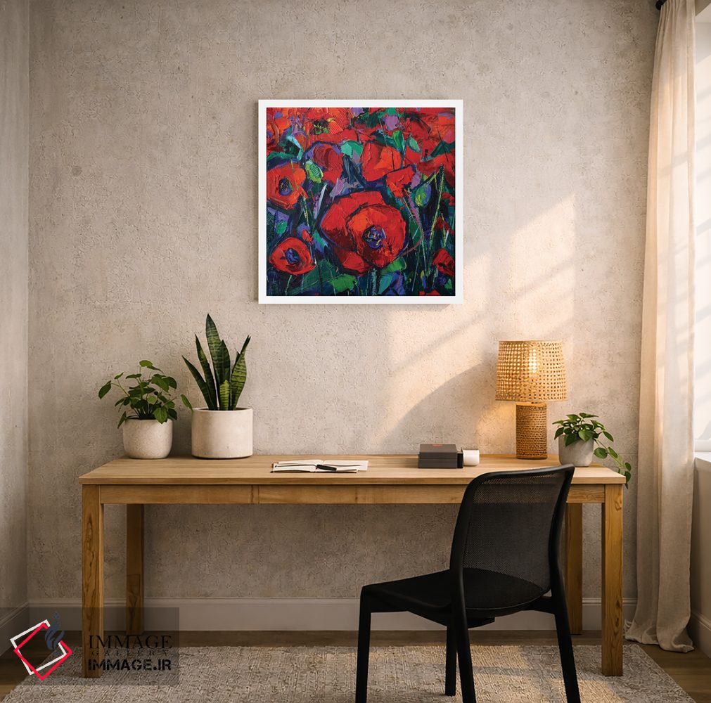 تابلو انتزاعی شقایق های داغ اثر مونا ادولسکو - D5W
