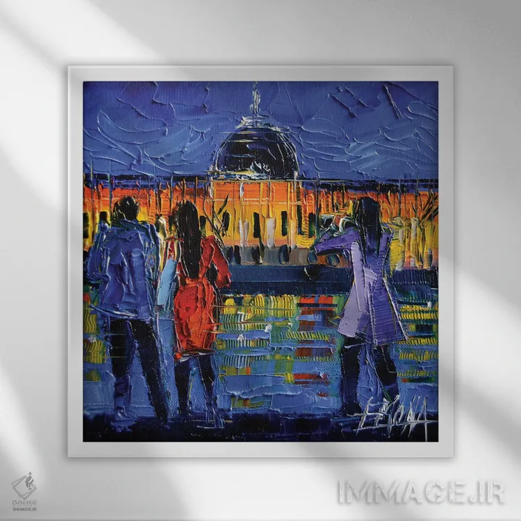 تابلو دکوراتیو گشت شبانه در لیون اثر مونا ادولسکو - نمای قابدار سفید