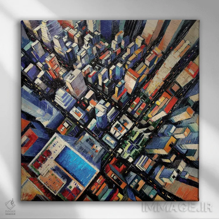 تابلو دکوراتیو نمای آسمان نیویورک اثر مونا ادولسکو - نمای روبهرو روی دیوار