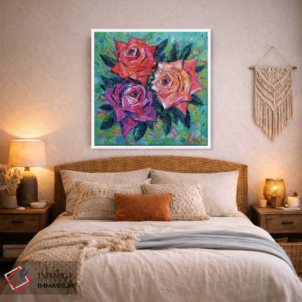 تابلو انتزاعی دسته گل انتزاعی رزها اثر مونا ادولسکو - D2W