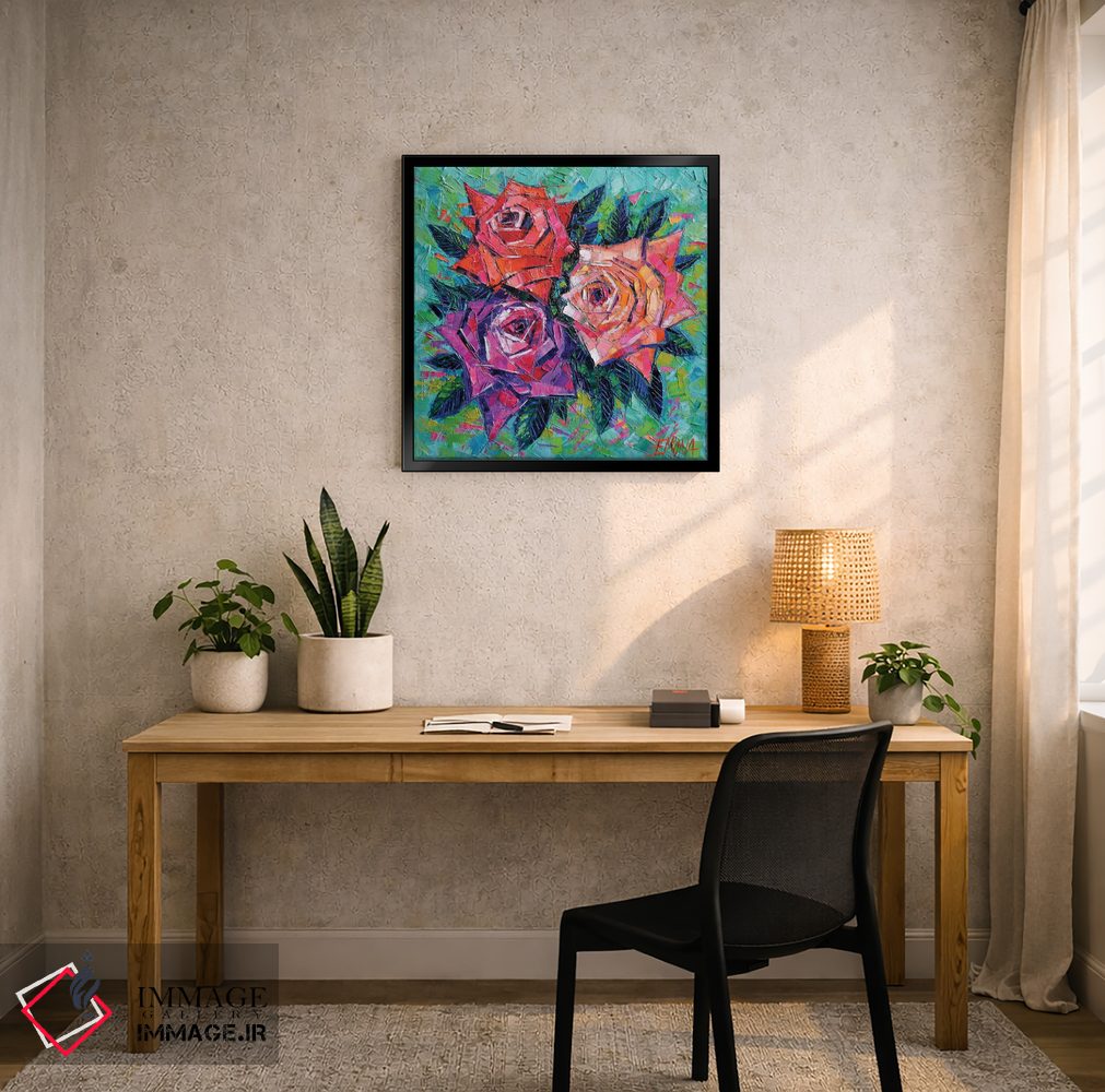 تابلو انتزاعی دسته گل انتزاعی رزها اثر مونا ادولسکو - D4B