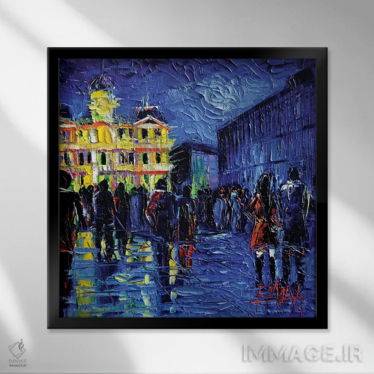تابلو دکوراتیو جشنواره نور لیون اثر مونا ادولسکو - نمای قابدار مشکی