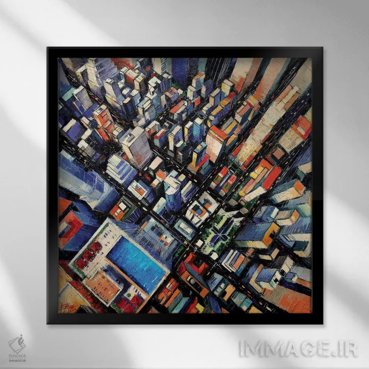 تابلو دکوراتیو نمای آسمان نیویورک اثر مونا ادولسکو - نمای قابدار مشکی