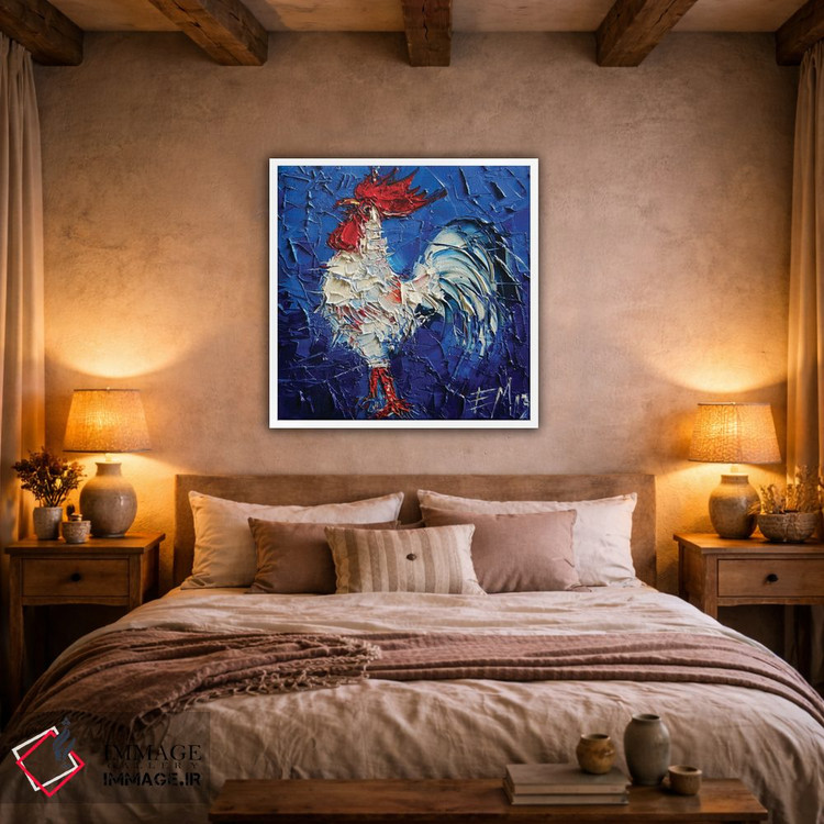 تابلو دکوراتیو خروس سفید کوچک انتزاعی اثر مونا ادولسکو - D2W