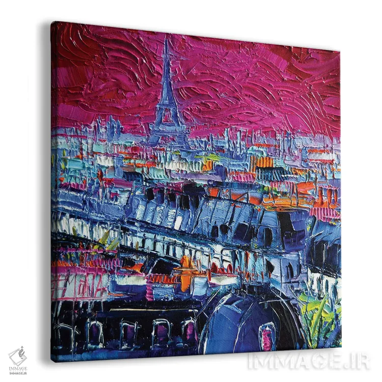 تابلو دکوراتیو پاریس صورتی اثر مونا ادولسکو - نمای پرسپکتیو محصول
