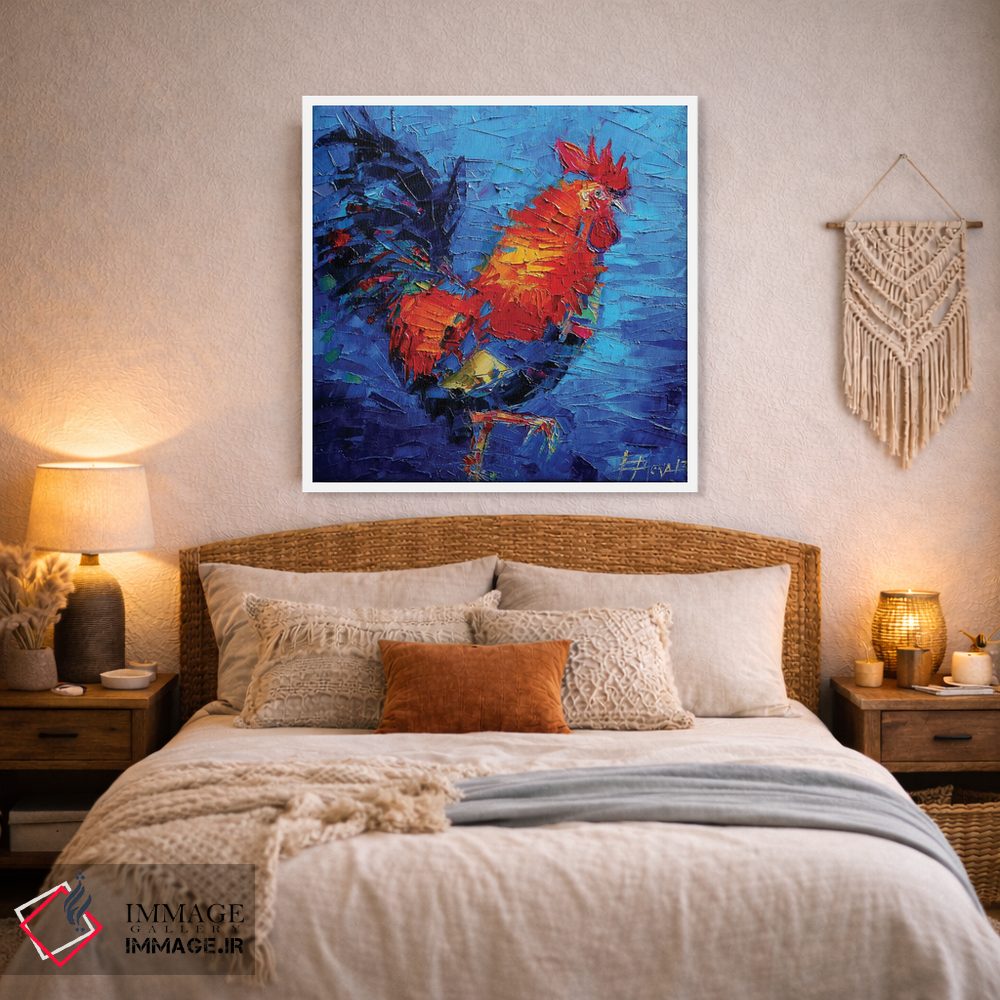 تابلو انتزاعی خروس رنگارنگ انتزاعی اثر مونا ادولسکو - D2W