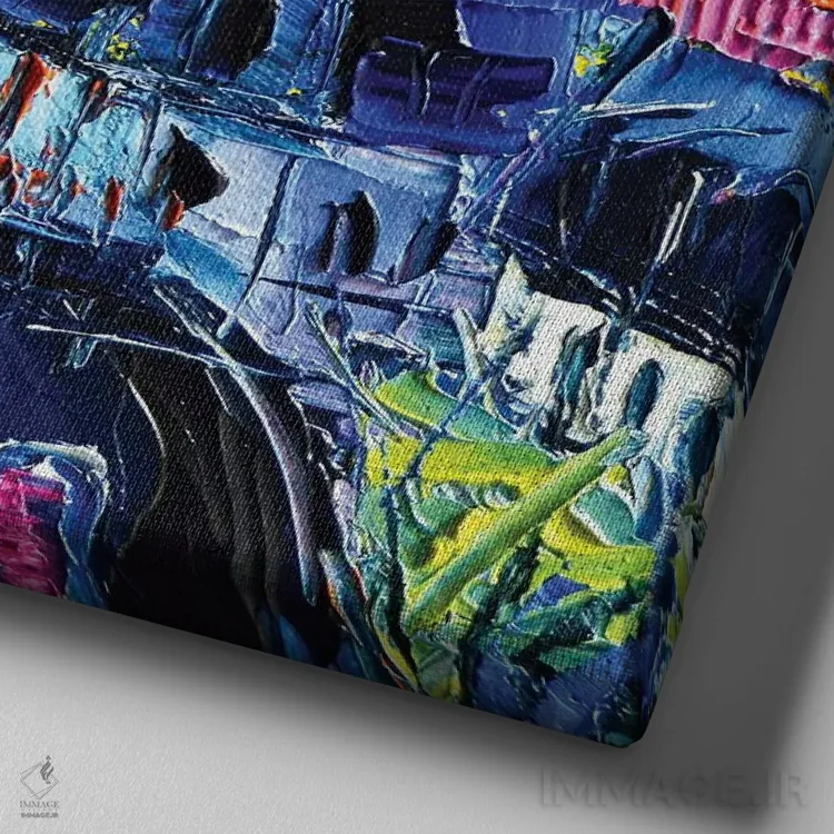 تابلو دکوراتیو پاریس صورتی اثر مونا ادولسکو - نمای نزدیک بافت بوم