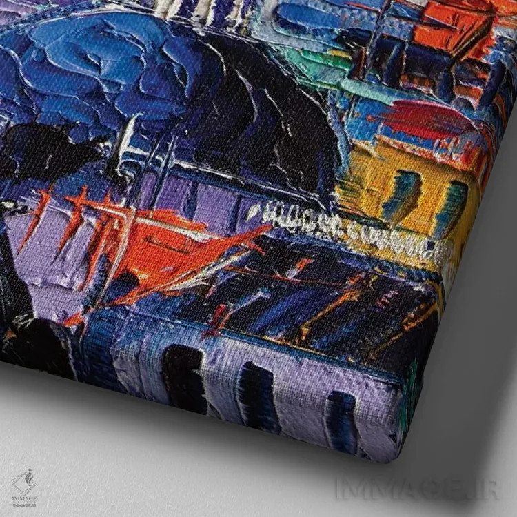 تابلو دکوراتیو پشت بام های پاریسی اثر مونا ادولسکو - نمای نزدیک بافت بوم