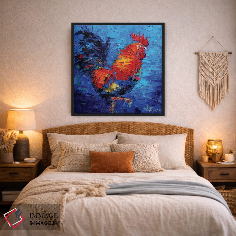 تابلو انتزاعی خروس رنگارنگ انتزاعی اثر مونا ادولسکو - D4B