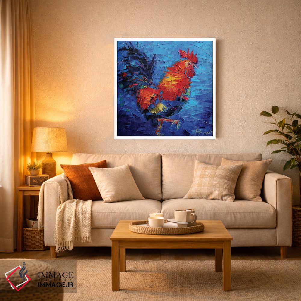 تابلو انتزاعی خروس رنگارنگ انتزاعی اثر مونا ادولسکو - D3W