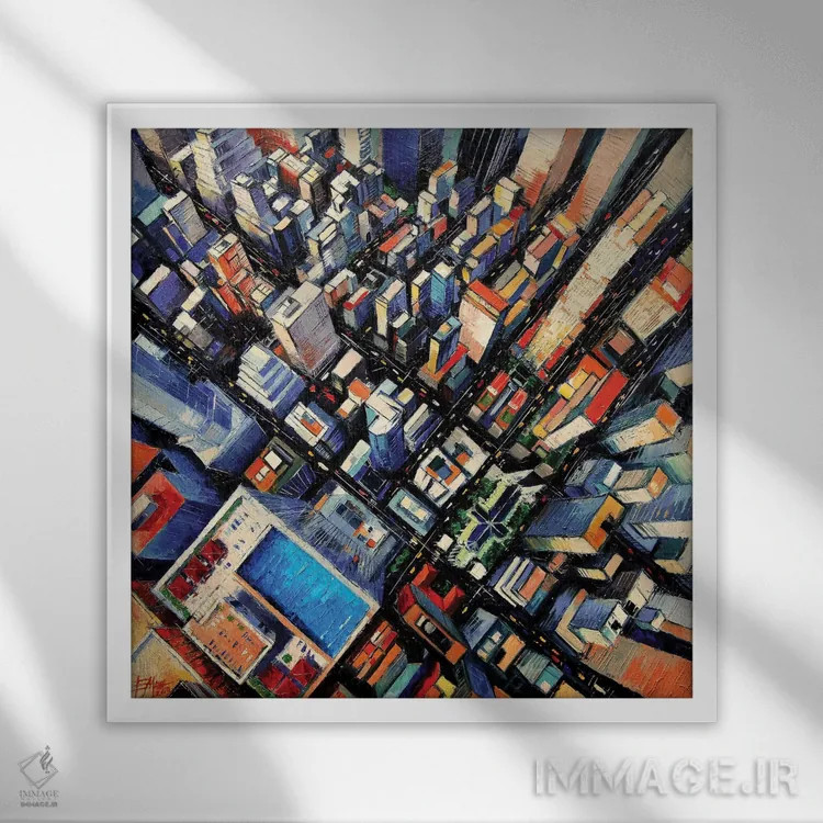 تابلو دکوراتیو نمای آسمان نیویورک اثر مونا ادولسکو - نمای قابدار سفید