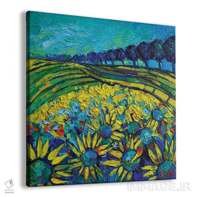 تابلو دکوراتیو خیال پردازی آفتابگردان ها اثر مونا ادولسکو - نمای پرسپکتیو محصول